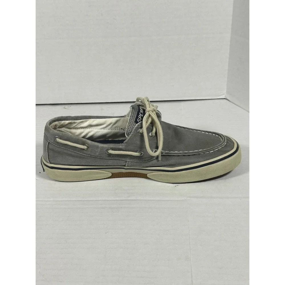 Sperry Bahama II Mens Grey Canvas Boat Shoes Sneakers 0772830 Size 10.5